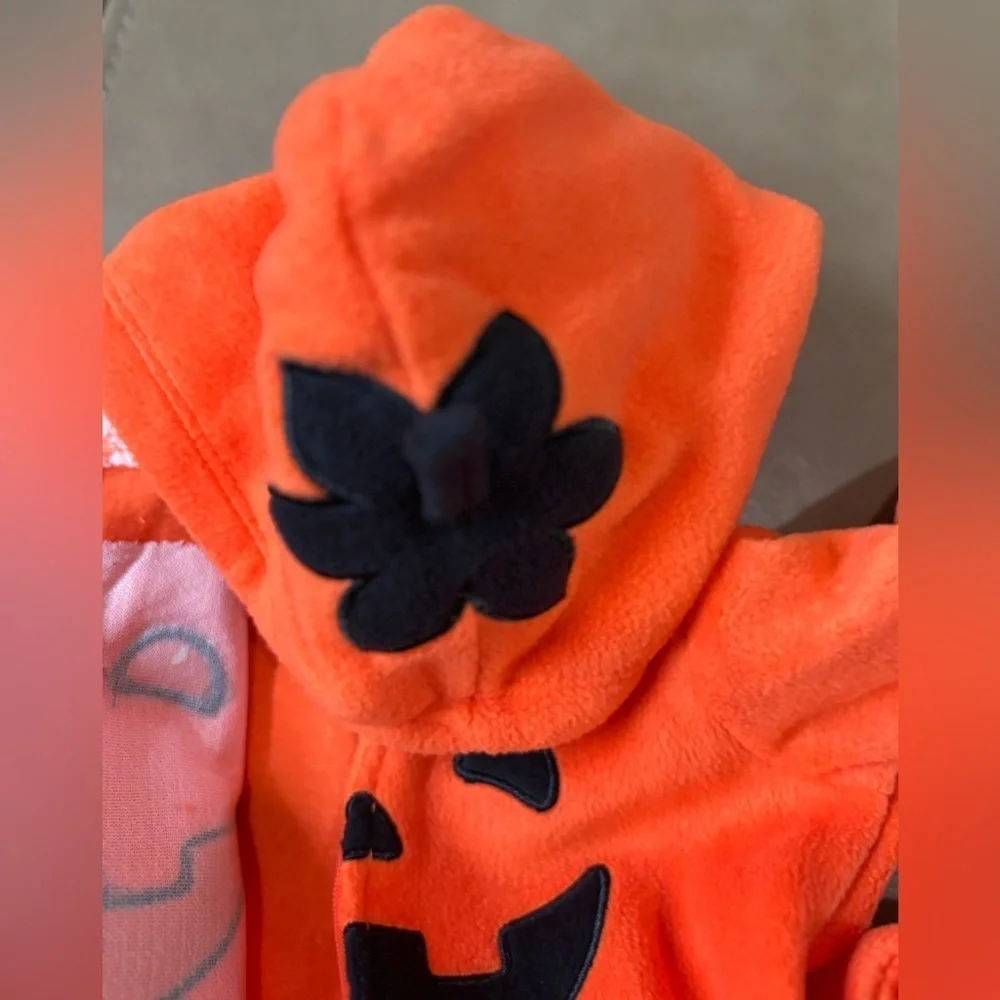 Three Halloween pumpkin and thanksgiving turkey onesies 6mo